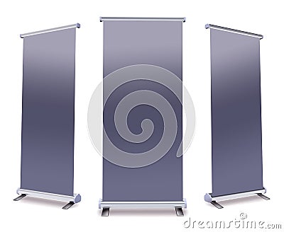 Blank roll up banner display Stock Photo
