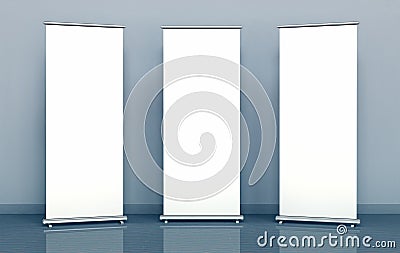 Blank roll-up banners Stock Photo