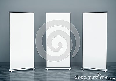 Blank roll-up banners Stock Photo