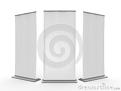 Blank Roll Up Display Banner Stock Photo