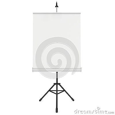 Blank Roll Up Expo Banner Stand on Tripod Cartoon Illustration
