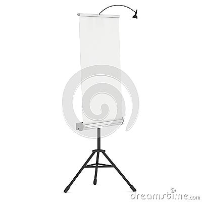 Blank Roll Up Expo Banner Stand on Tripod Cartoon Illustration