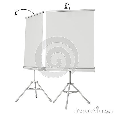 Blank Roll Up Expo Banner Stand on Tripod Cartoon Illustration