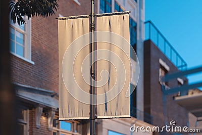 Blank roll up mockup. Empty poster template. Street sign, signage, 3d rendering. Stock Photo