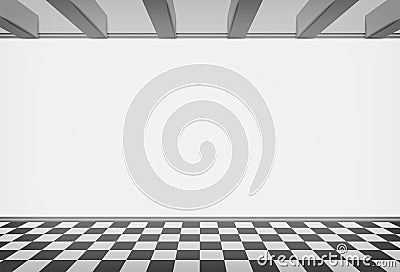 Blank room wall with checked paved floor Vector Illustration