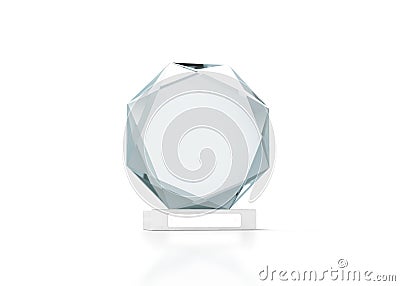 Blank round glass trophy mockup, 3d rendering Stock Photo