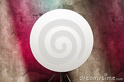 Blank Round Signboard Mockup. Empty Circular Template on Tripod. Ad. Copy Space. Empty Space. 3d rendering. Stock Photo