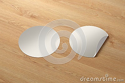 Blank round stickers straightened and with folded corner Cartoon Illustration