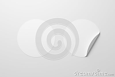 Blank round stickers straightened and with folded corner Cartoon Illustration