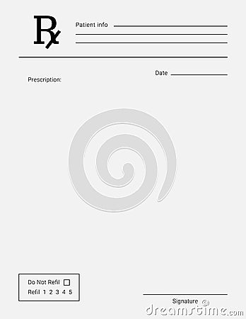 Blank Rx prescription form Vector Illustration