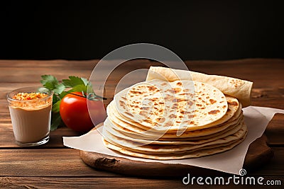 Blank screen accompanies a tortilla in a straightforward composition Stock Photo