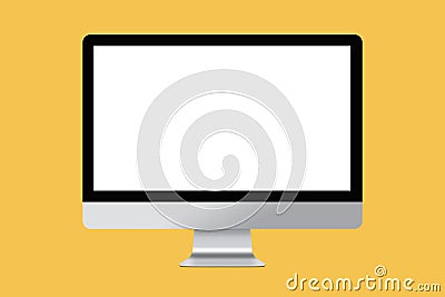 Blank screen computer display on yellow background Stock Photo