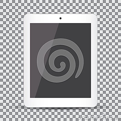 Blank screen. Realistic white tablet on a transparent background Stock Photo