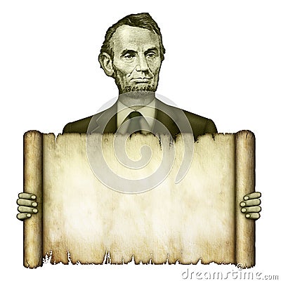 Blank Scroll Held by Abraham Lincoln Stock Photo