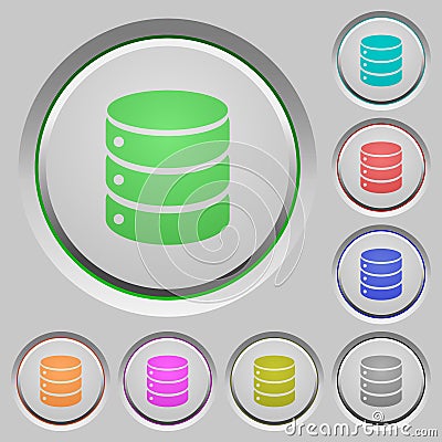 Set of color database sunk push buttons Stock Photo