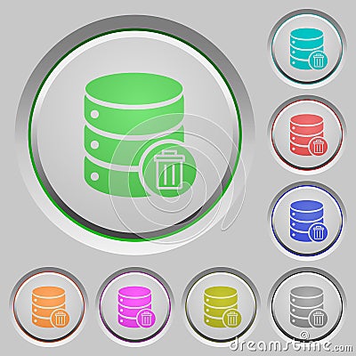 Set of color delete database sunk push buttons Stock Photo