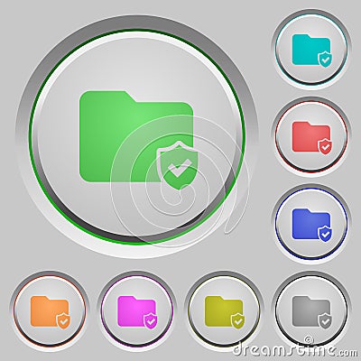 Set of Protected folder sunk push buttons Stock Photo