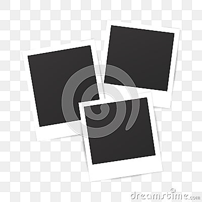 Blank set photo polaroid frame on transparent background. Vector Illustration