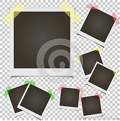 Blank set photo polaroid frame on transparent background Vector Illustration