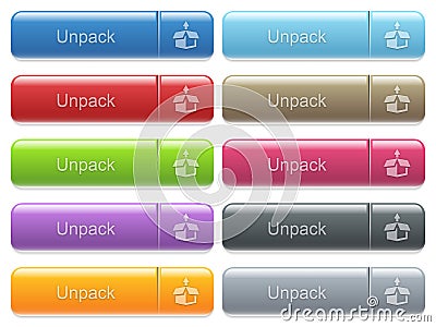 Set of unpack glossy color captioned menu buttons Stock Photo