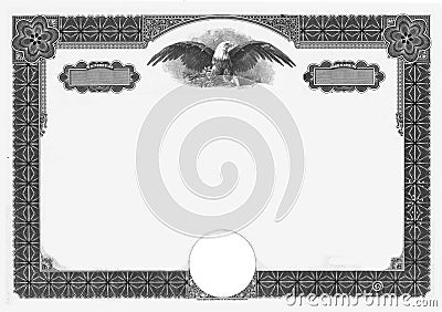 Certificate Border with american eagle on top Stock Photo