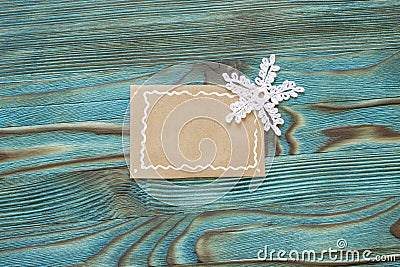 Blank sheet of brown paper with crochet christmas star Stock Photo