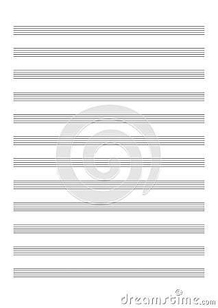 Blank Sheet Music Sheet for the notation of a voice or solo instruments Blank Sheet Music vector Vector Illustration