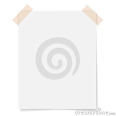 Blank Sheet Paper With Adhesive Tape Vector Illustration