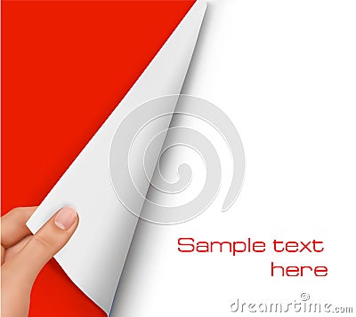 Blank sheet of paper with hand. Background vector. Vector Illustration