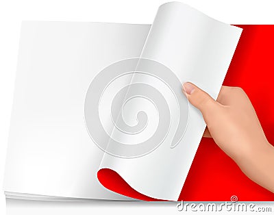 Blank sheet of paper with hand. Background vector. Vector Illustration