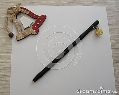 Blank sheet of paper and pen Stock Photo