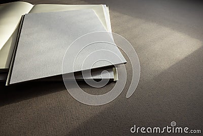 blank sheets notebook sketchbook on gray background Stock Photo