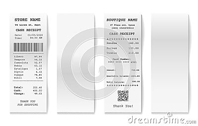 Blank shop receipts Vector Illustration