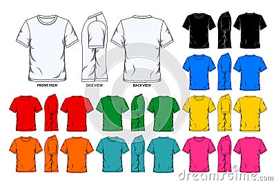 Blank Short Sleeve Nine Color T-shirt Template, Vector Image On White Background Vector Illustration