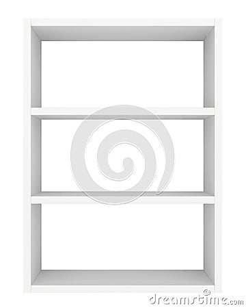 Blank showcase displays shelves front view isolated on white background. 3D rendering Stock Photo