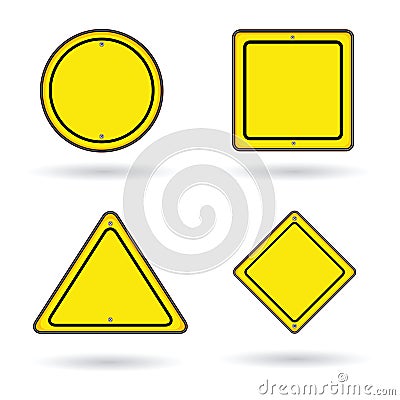Blank sign construction yellow color set Vector Illustration