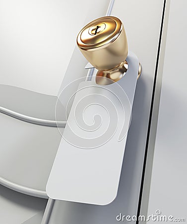 Blank sign on the door handle Stock Photo