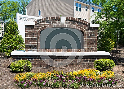 Blank sign of the subdivision entrance Stock Photo