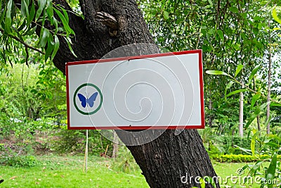 Blank signboard with butterfly symbol Stock Photo