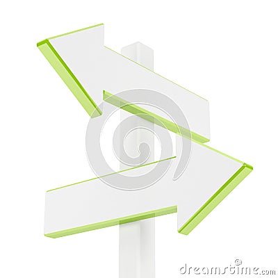 Blank signpost on a white background. Stock Photo