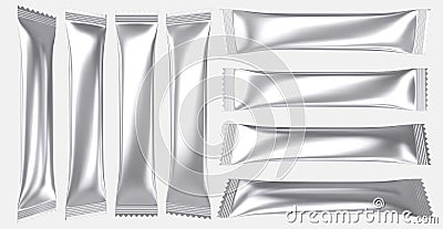 Blank silver foil plastic powder sachet Stock Photo