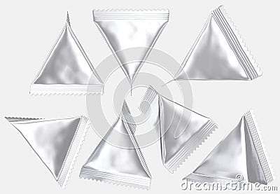 Blank silver foil tetrahedral plastic bag Stock Photo