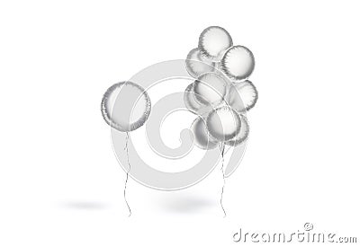 Blank silver round balloon single and bouquet mockup, front view Stock Photo