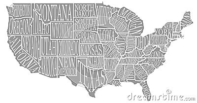 Blank similar high detailed decorative USA map on white Vector Illustration