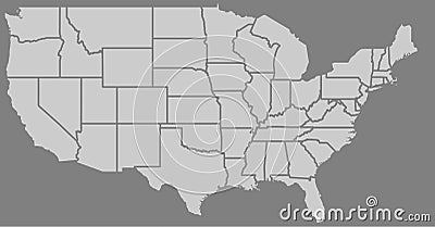 Blank similar high detailed USA map isolated on gray background. Vector Illustration