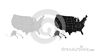 Blank similar USA map isolated on white background. United States of America country. Vector template for website Vector Illustration