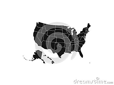 Blank similar USA map isolated on white background. United States of America country. Vector template for website Vector Illustration