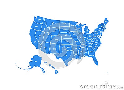 Blank similar USA map isolated on white background. United States of America usa country. Vector template usa for Vector Illustration