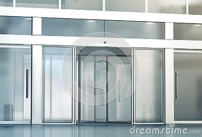 Blank sliding glass doors entrance mockup Stock Photo