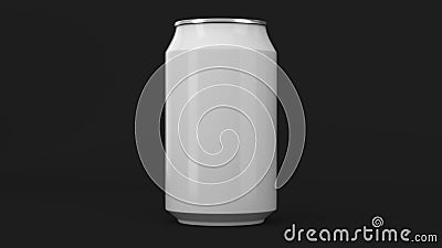 Blank small white aluminium soda can mockup on black background Cartoon Illustration